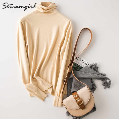 Women's Turtleneck Cashmere Sweater Women Warm Jumpers Ladies Pullover Autumn Winter Women's Sweaters Black Sweater Turtleneck