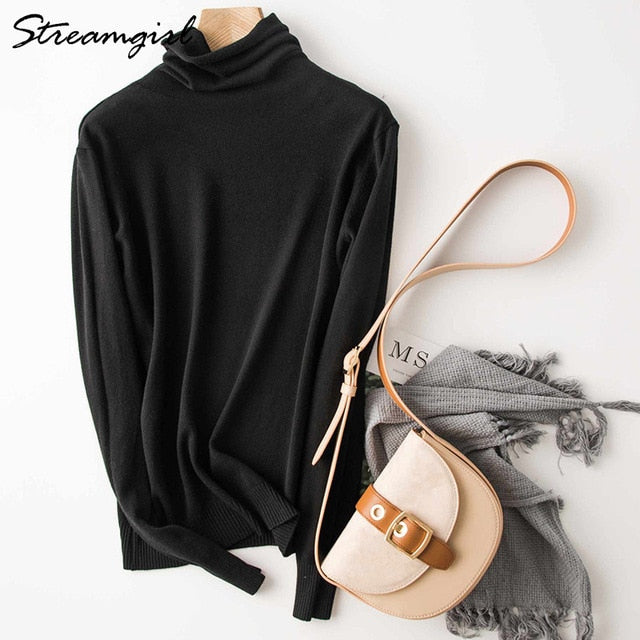 Women's Turtleneck Cashmere Sweater Women Warm Jumpers Ladies Pullover Autumn Winter Women's Sweaters Black Sweater Turtleneck