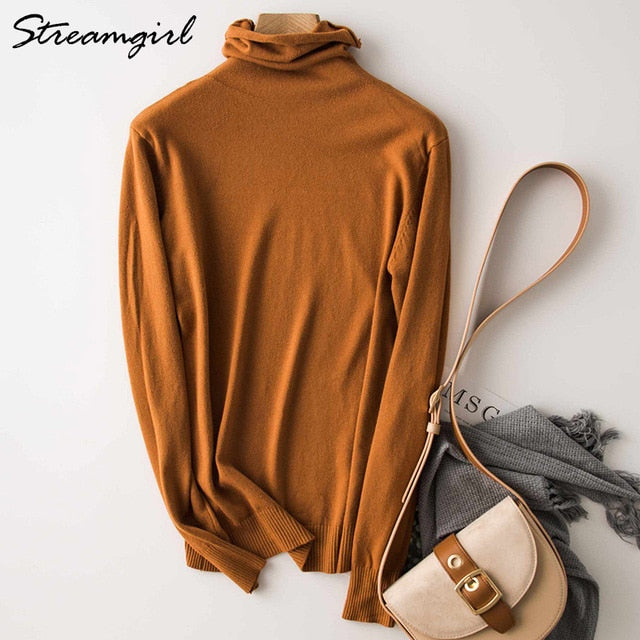 Women's Turtleneck Cashmere Sweater Women Warm Jumpers Ladies Pullover Autumn Winter Women's Sweaters Black Sweater Turtleneck