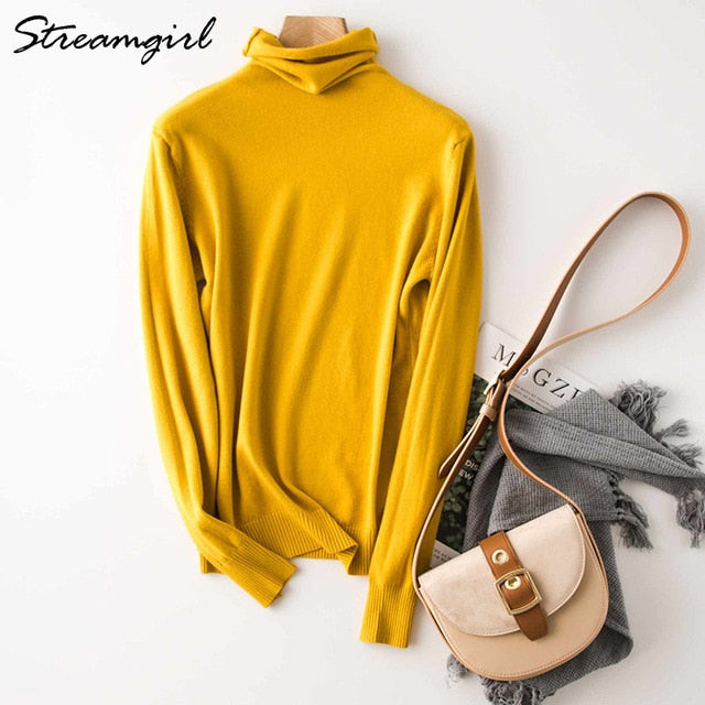 Women's Turtleneck Cashmere Sweater Women Warm Jumpers Ladies Pullover Autumn Winter Women's Sweaters Black Sweater Turtleneck