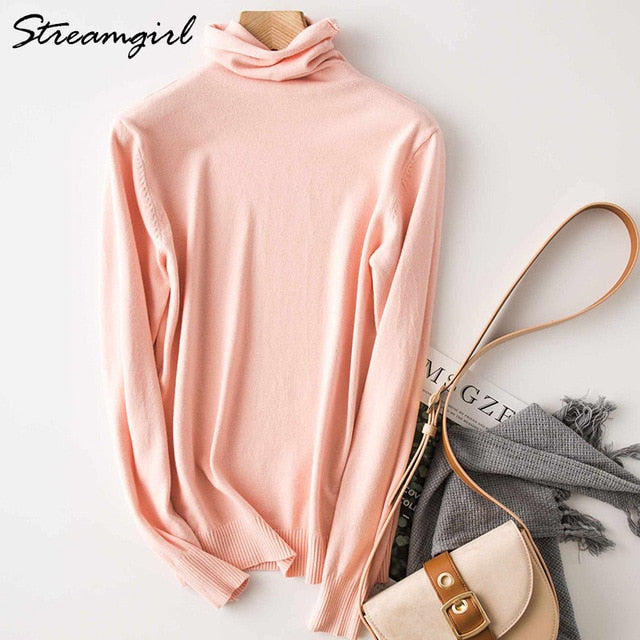 Women's Turtleneck Cashmere Sweater Women Warm Jumpers Ladies Pullover Autumn Winter Women's Sweaters Black Sweater Turtleneck