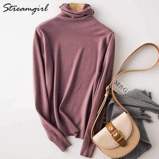 Women's Turtleneck Cashmere Sweater Women Warm Jumpers Ladies Pullover Autumn Winter Women's Sweaters Black Sweater Turtleneck