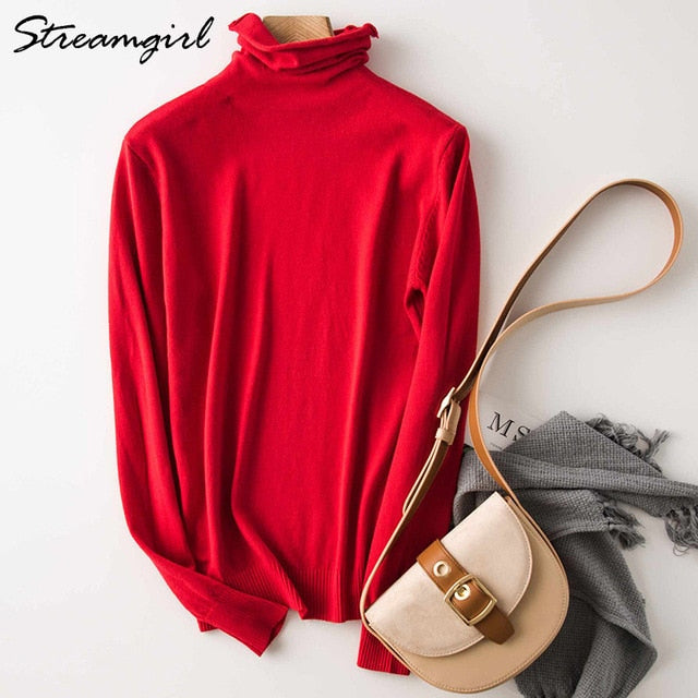 Women's Turtleneck Cashmere Sweater Women Warm Jumpers Ladies Pullover Autumn Winter Women's Sweaters Black Sweater Turtleneck