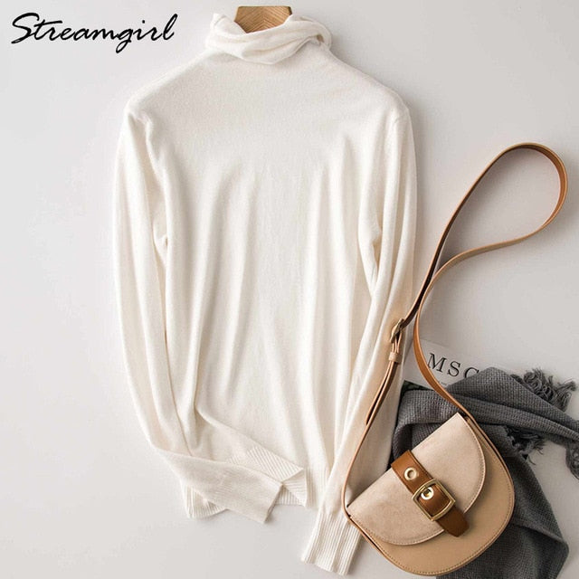 Women's Turtleneck Cashmere Sweater Women Warm Jumpers Ladies Pullover Autumn Winter Women's Sweaters Black Sweater Turtleneck