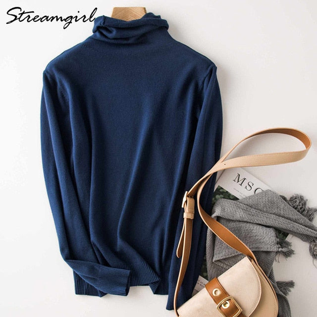 Women's Turtleneck Cashmere Sweater Women Warm Jumpers Ladies Pullover Autumn Winter Women's Sweaters Black Sweater Turtleneck