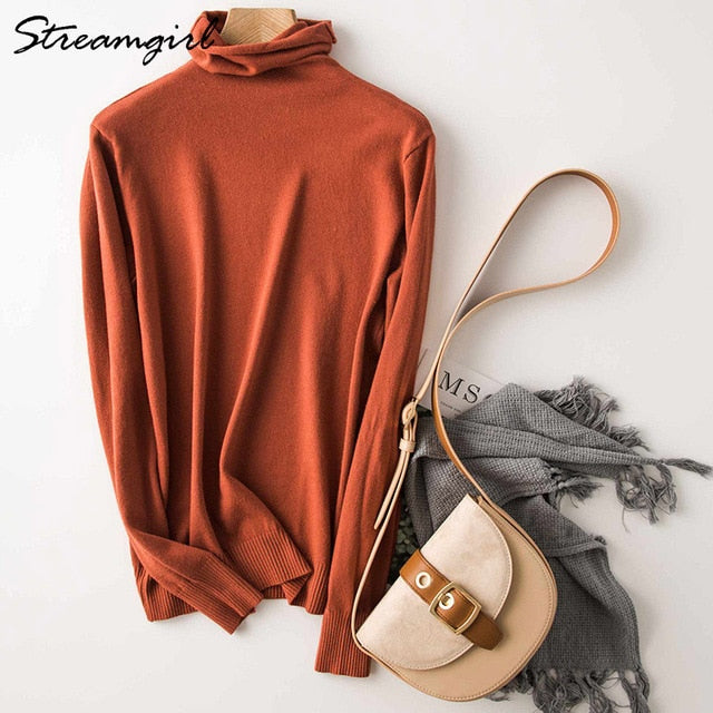 Women's Turtleneck Cashmere Sweater Women Warm Jumpers Ladies Pullover Autumn Winter Women's Sweaters Black Sweater Turtleneck