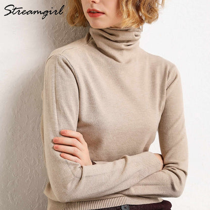 Women's Turtleneck Cashmere Sweater Women Warm Jumpers Ladies Pullover Autumn Winter Women's Sweaters Black Sweater Turtleneck